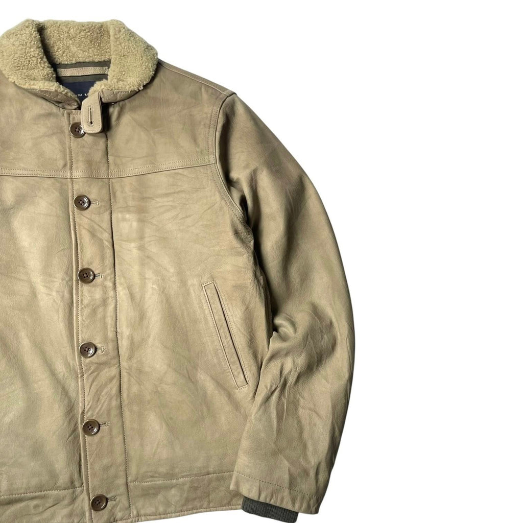 Banana Republic Shearling Collar Leather Jacket | Estimated Size L | Made in China 🇨🇳