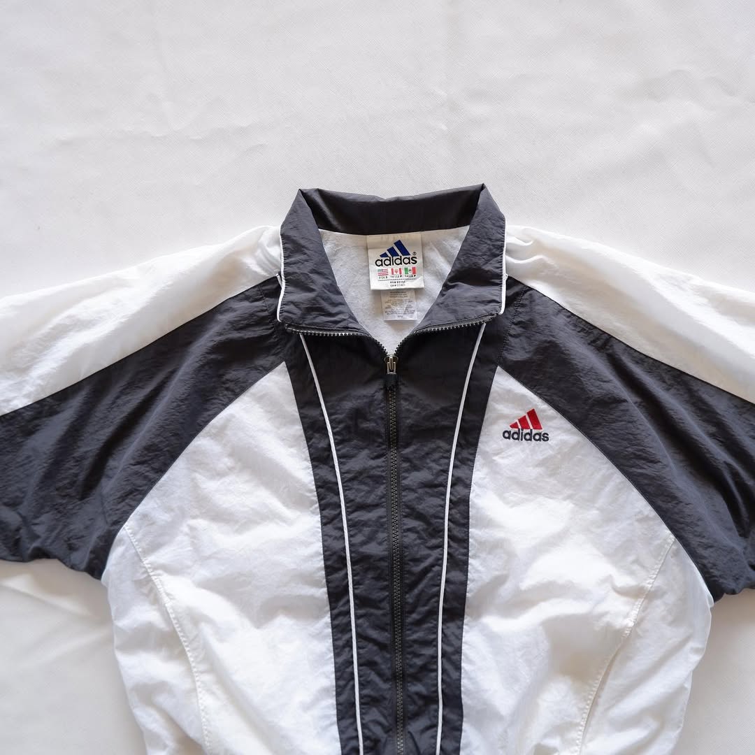 adidas White/Black Panel Sport Jacket | Size S | Made in Malaysia 🇲🇾