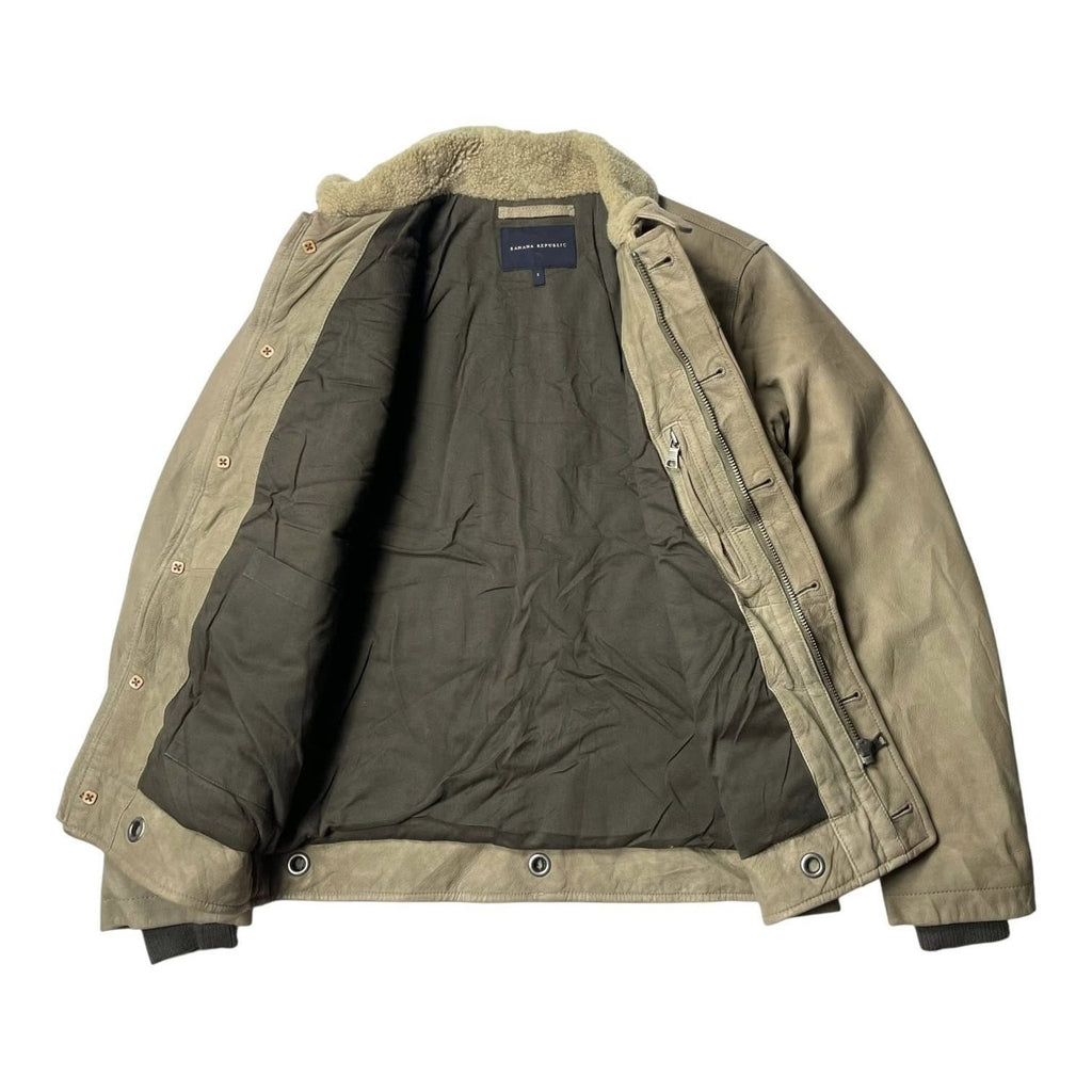 Banana Republic Shearling Collar Leather Jacket | Estimated Size L | Made in China 🇨🇳