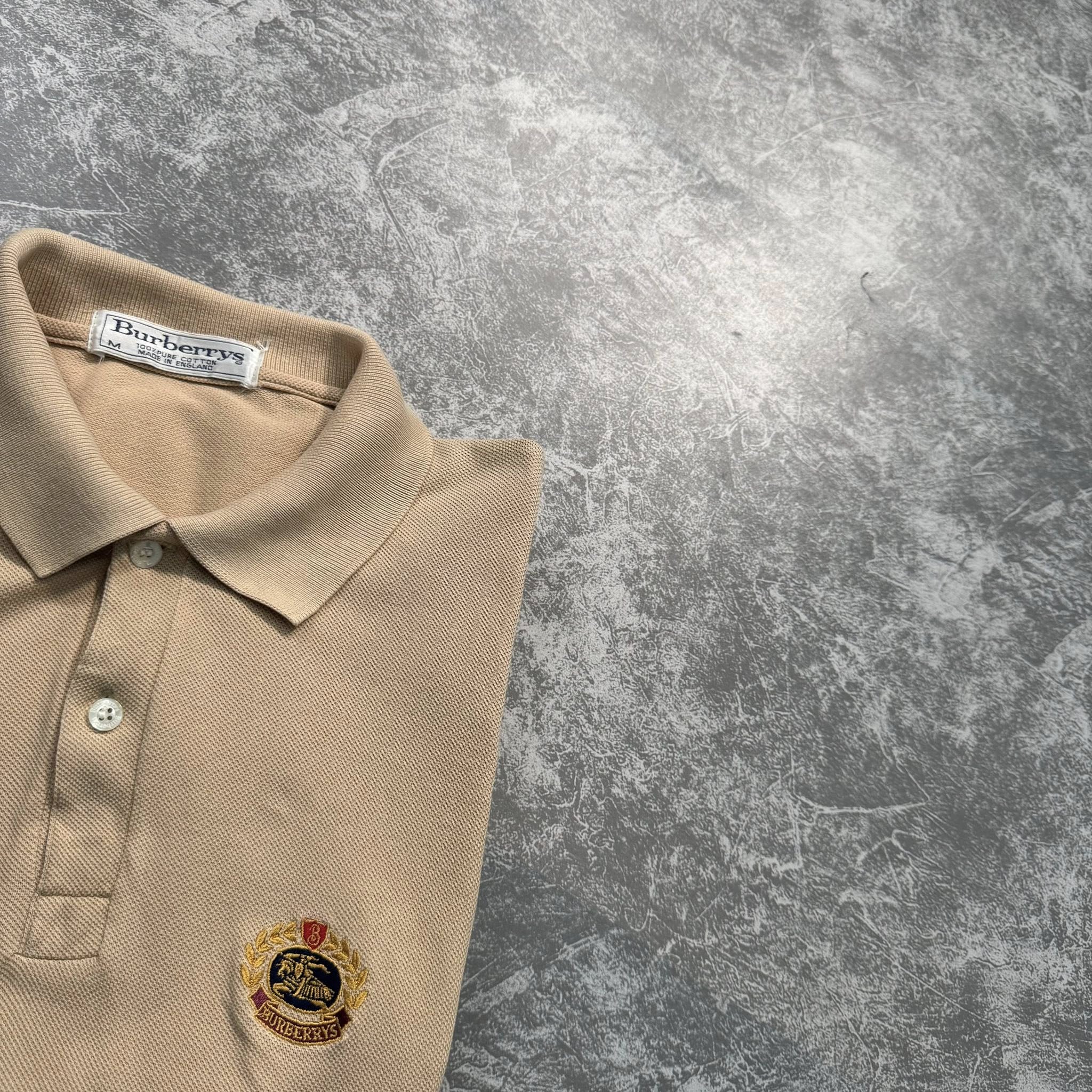 Burberrys Embroidered Crest Polo Shirt | M | Made in England 🇬🇧