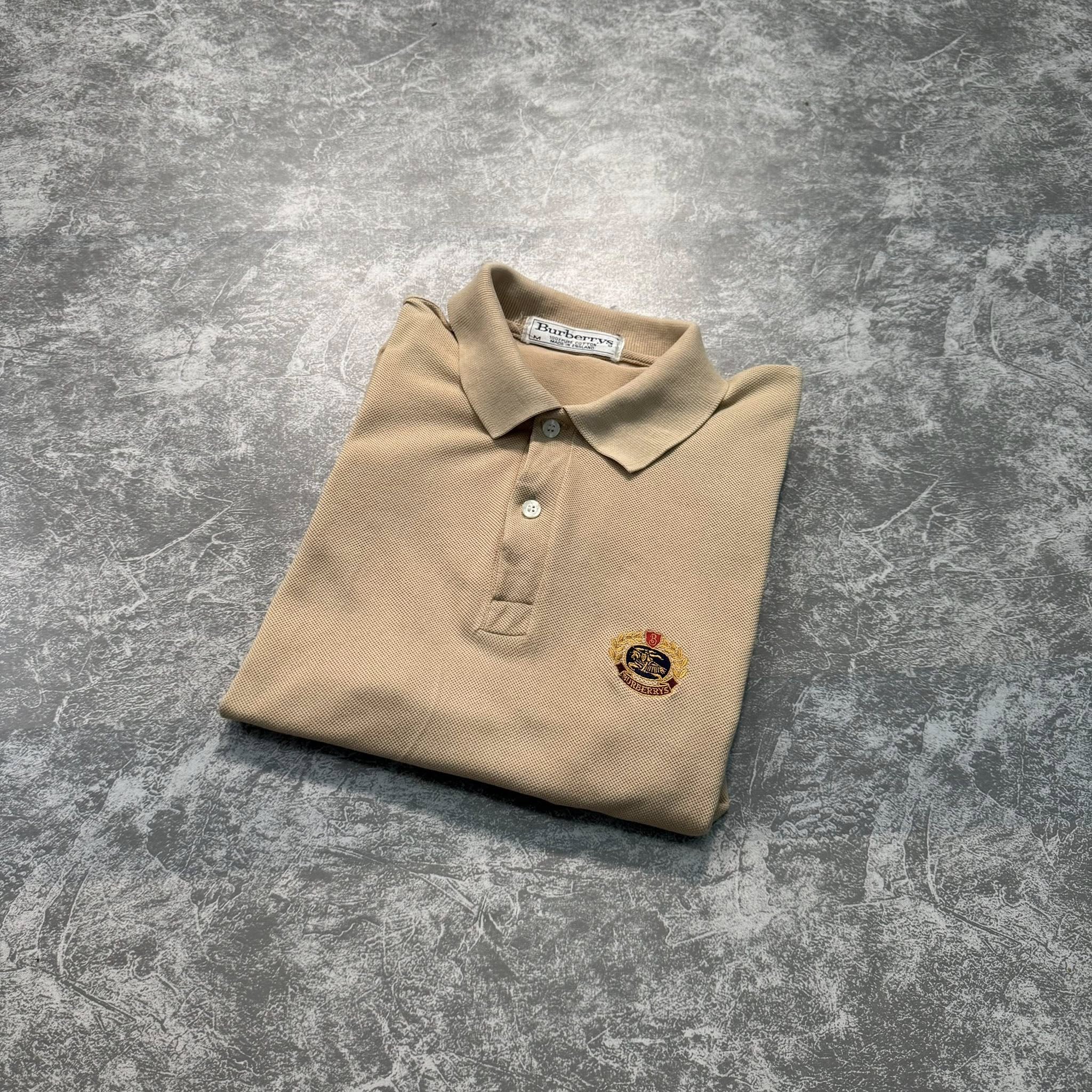 Burberrys Embroidered Crest Polo Shirt | M | Made in England 🇬🇧