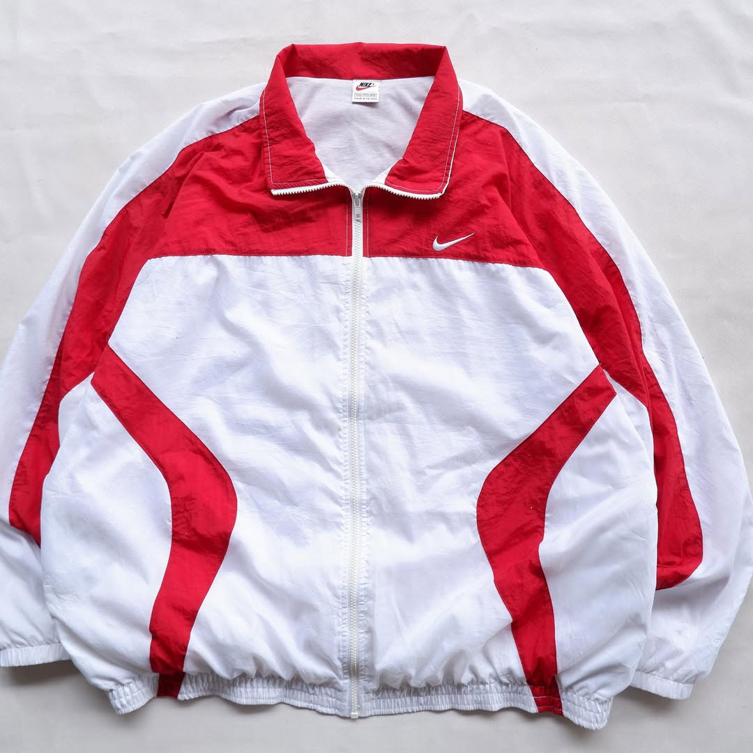 Nike Red & White Colorblock Windbreaker Jacket | XXXL | Made in Taiwan 🇹🇼