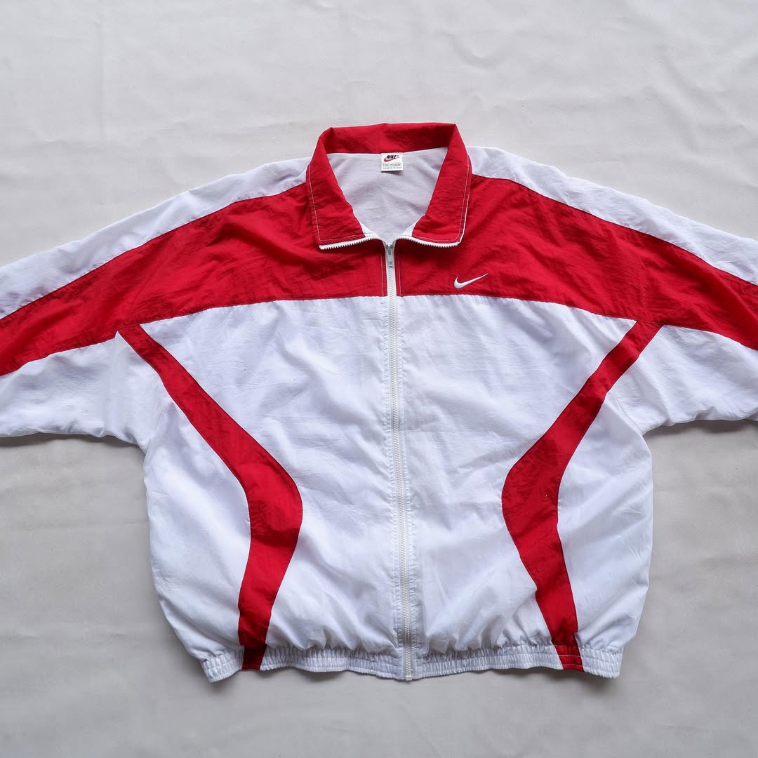 Nike Red & White Colorblock Windbreaker Jacket | XXXL | Made in Taiwan 🇹🇼