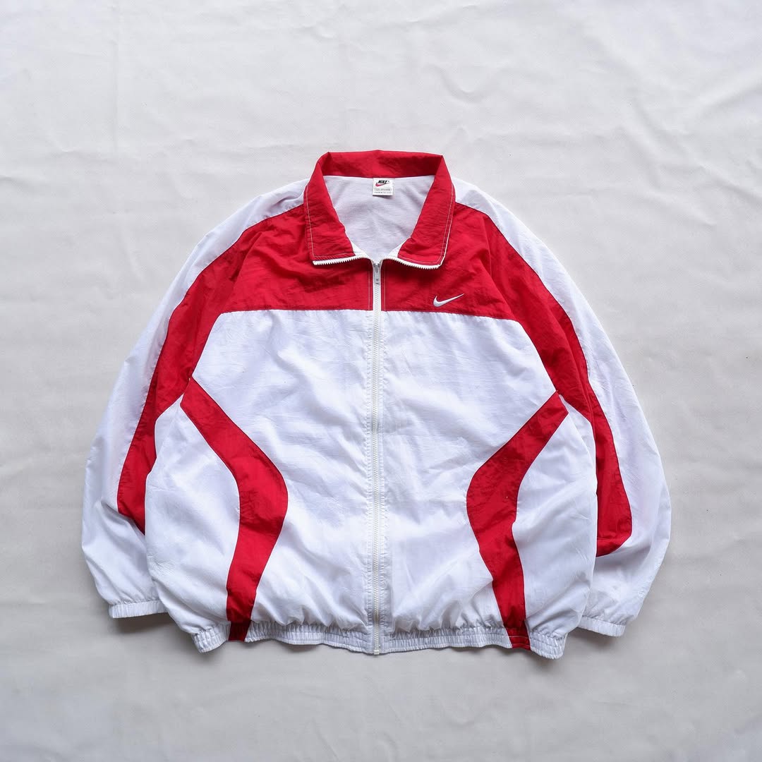 Nike Red & White Colorblock Windbreaker Jacket | XXXL | Made in Taiwan 🇹🇼