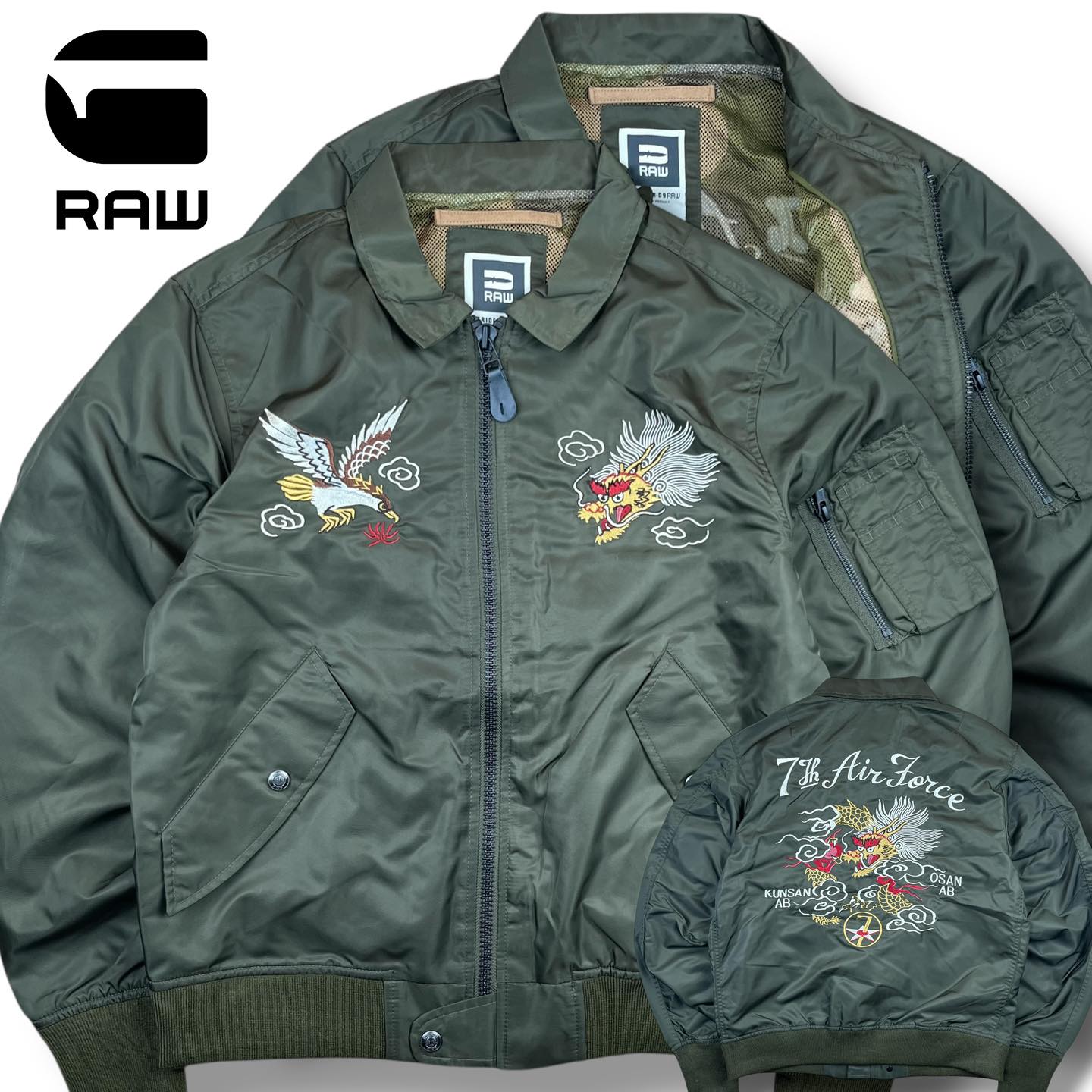 STRIDER-D9 RAW 7th Air Force Embroidered Souvenir Jacket | Size M | Made in China