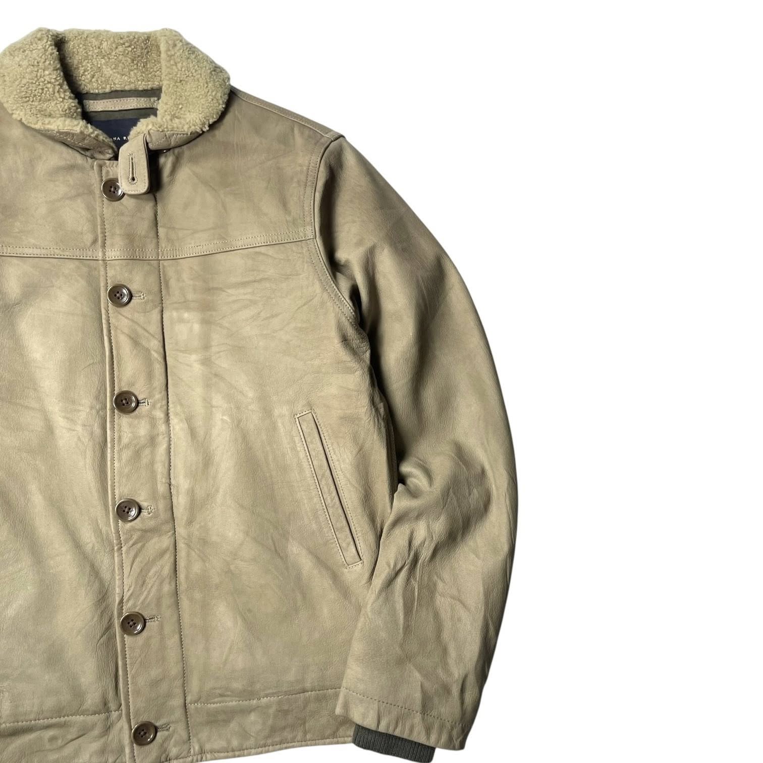 Banana Republic Shearling Collar Leather Jacket | Estimated Size L | Made in China 🇨🇳 - 图片 3