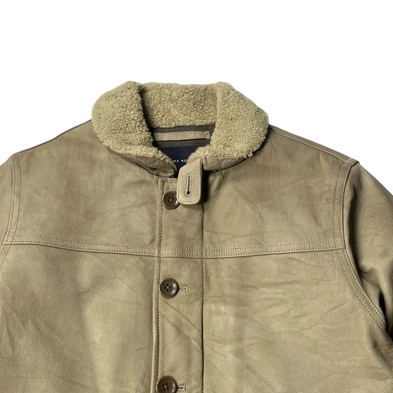 Banana Republic Shearling Collar Leather Jacket | Estimated Size L | Made in China 🇨🇳 - 图片 4